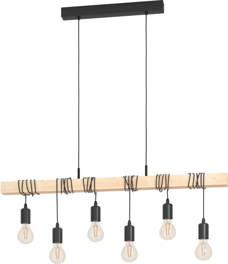Eglo townshend hanglamp - e27 - 100 cm - zwart bruin - fsc hout