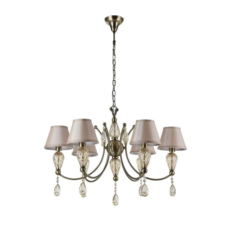 Murano Glas-Kronleuchter 6-flammig Bronze