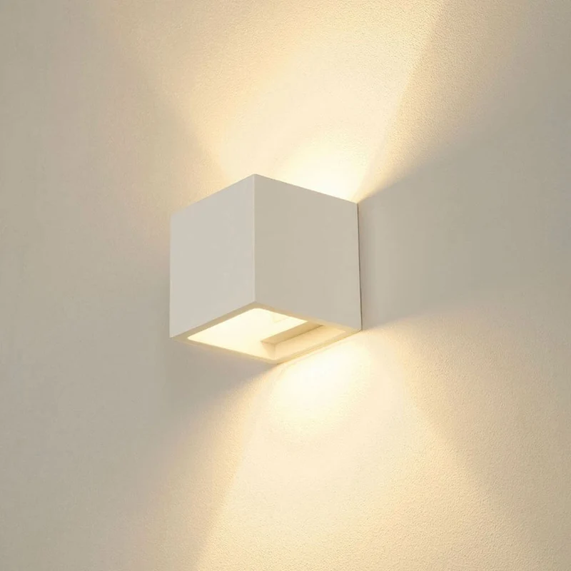 Plastra CUBE Wandleuchte eckig weißer Gips G9 max. 42W