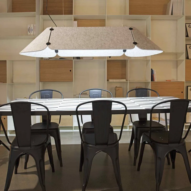 Fonovia LED Büro-Hängelampe 156cm Schallabsorbierend Grau