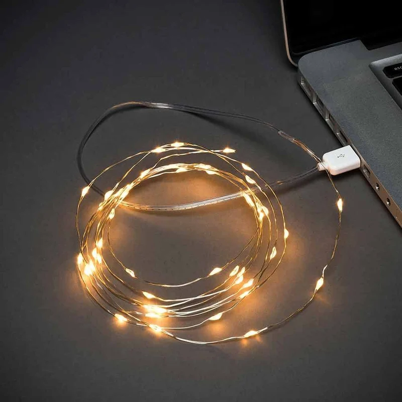 2,5m Micro LED Lichterkette mit USB Anschluss 50 Lichtpunkte