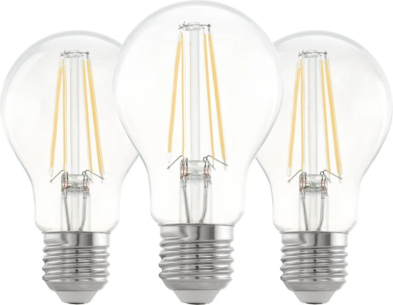 Eglo led lamp - e27 - ø 6 cm - a60 - helder - 2700k - set van 3