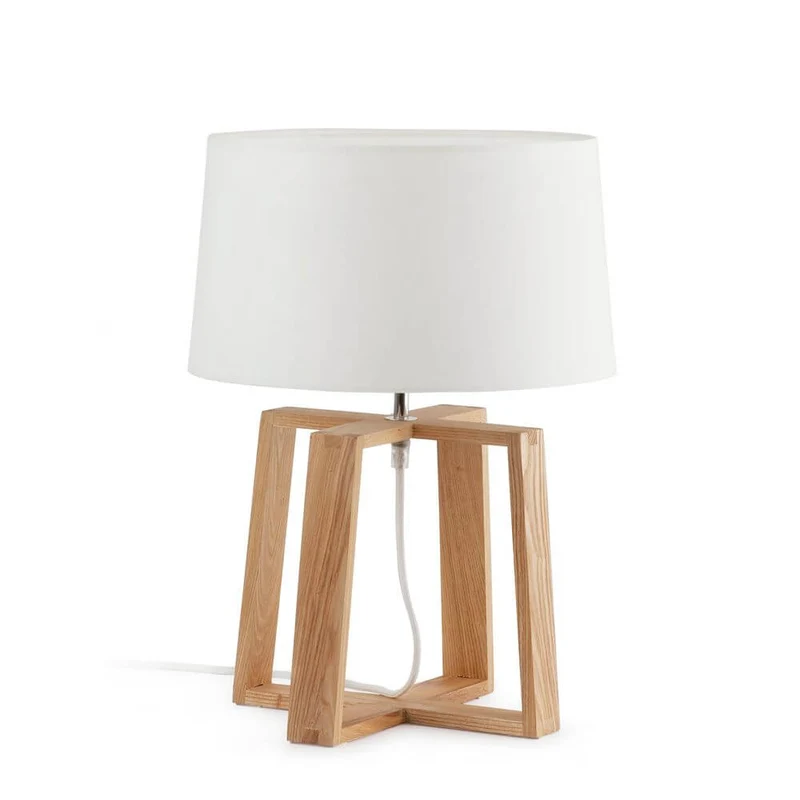Holz Tischlampe BLISS Braun, Weiß