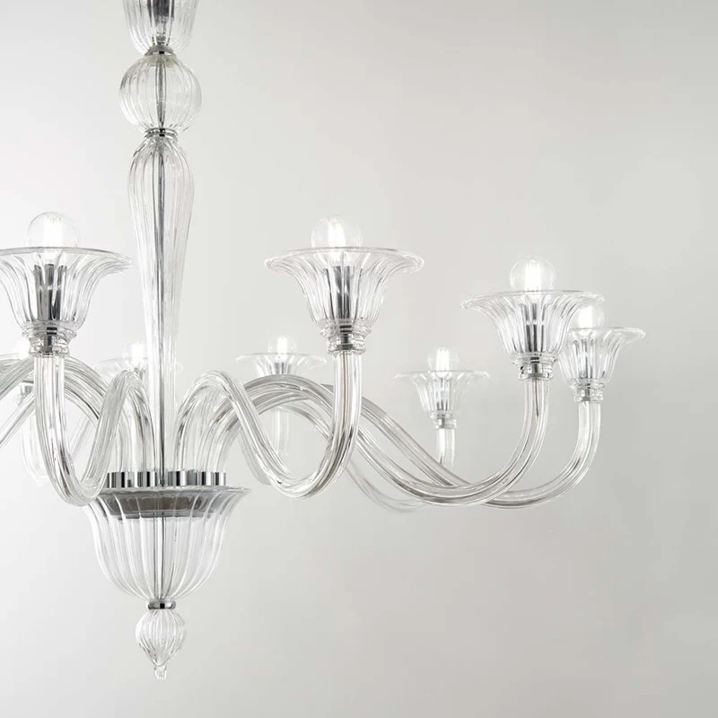 Hängeleuchte Brigitta 12-flammig Transparent, Chrom
