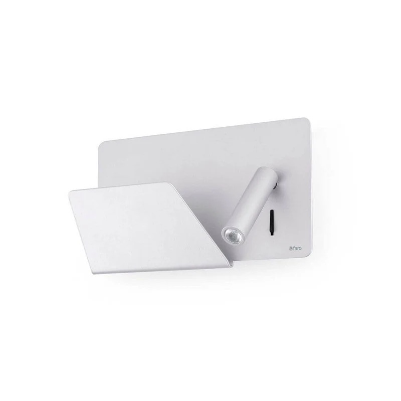 USB Wandlampe SUAU mit linken LED-Lesespot Grau