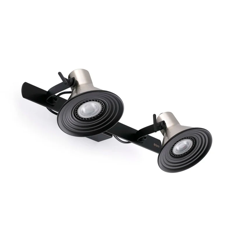 Wandstrahler CUP-2 2-flammig Nickel-Satin, Schwarz