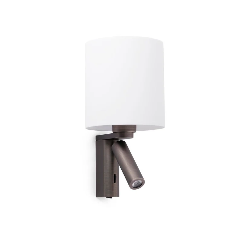 Wandleuchte ROB mit LED-Lesearm Bronze