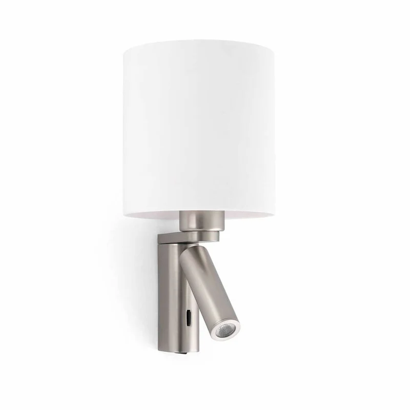 Wandleuchte ROB mit LED-Lesespot Nickel-Matt