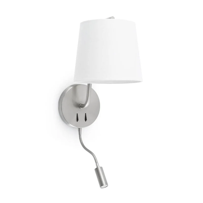 Wandleuchte BERNI mit LED-Leselicht Nickel-Satin