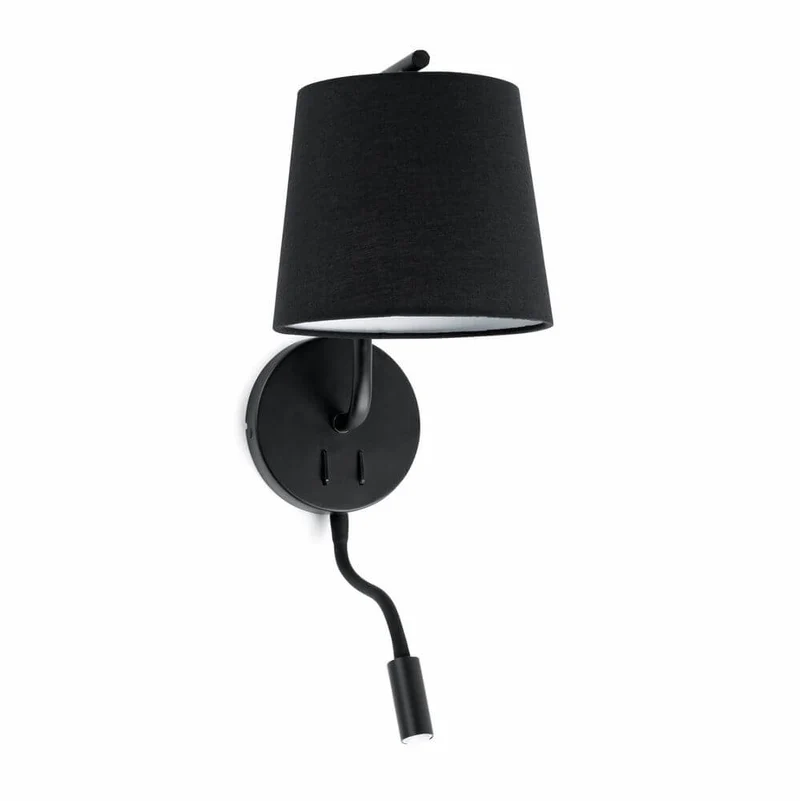 Wandlampe BERNI mit LED-Leselicht Schwarz