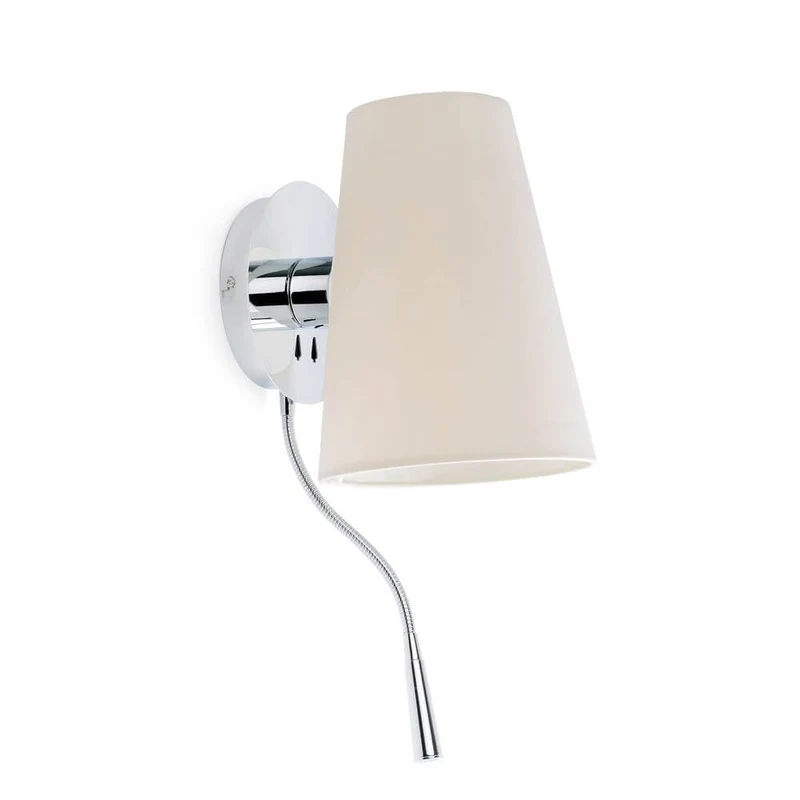 Wandleuchte LUPE mit LED-Leselicht Chrom, Weiß