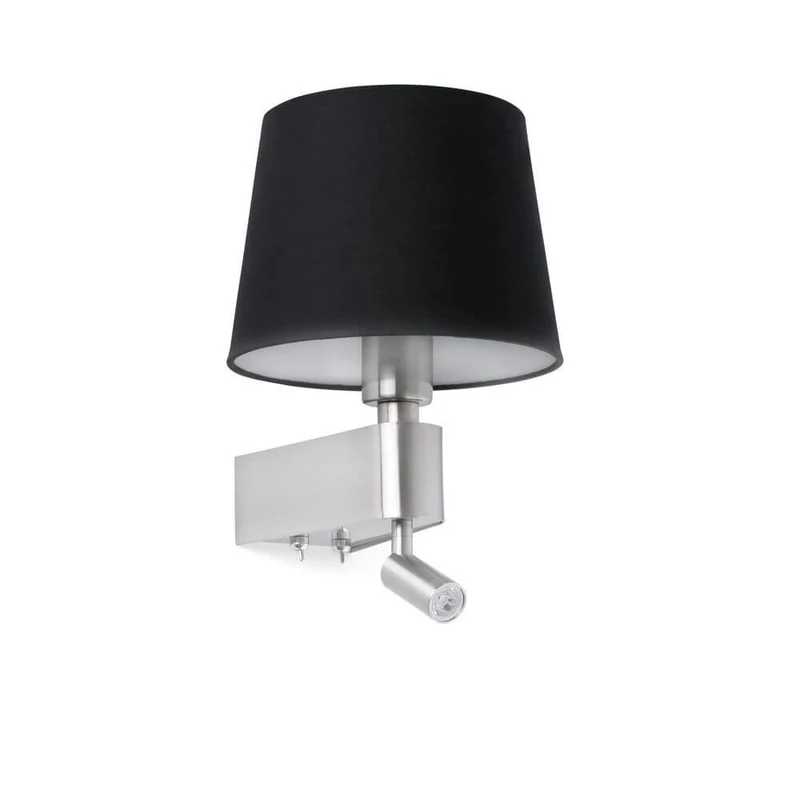 Wandleuchte ROOM mit LED-Leselicht 2700K Nickel, Schwarz