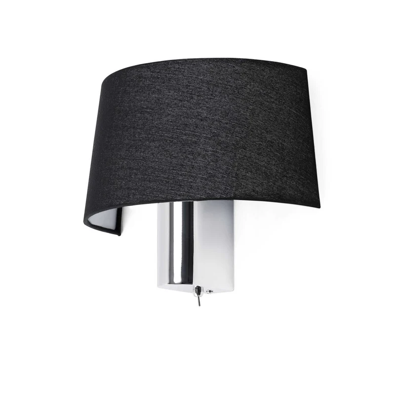 Wandlampe HOTEL Chrom, Schwarz