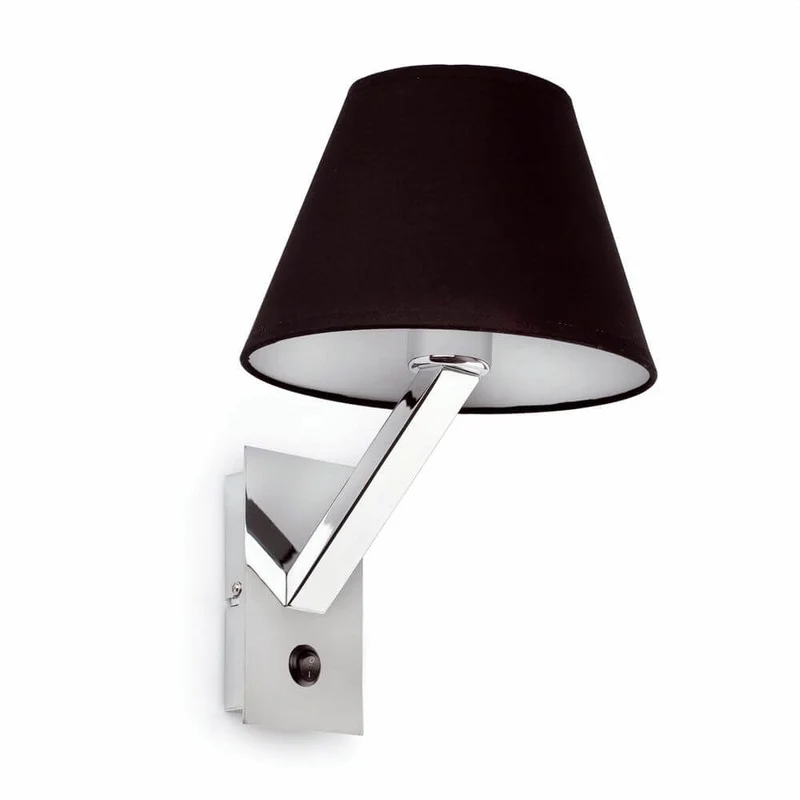 Wandlampe MOMA-1 Chrom, Schwarz