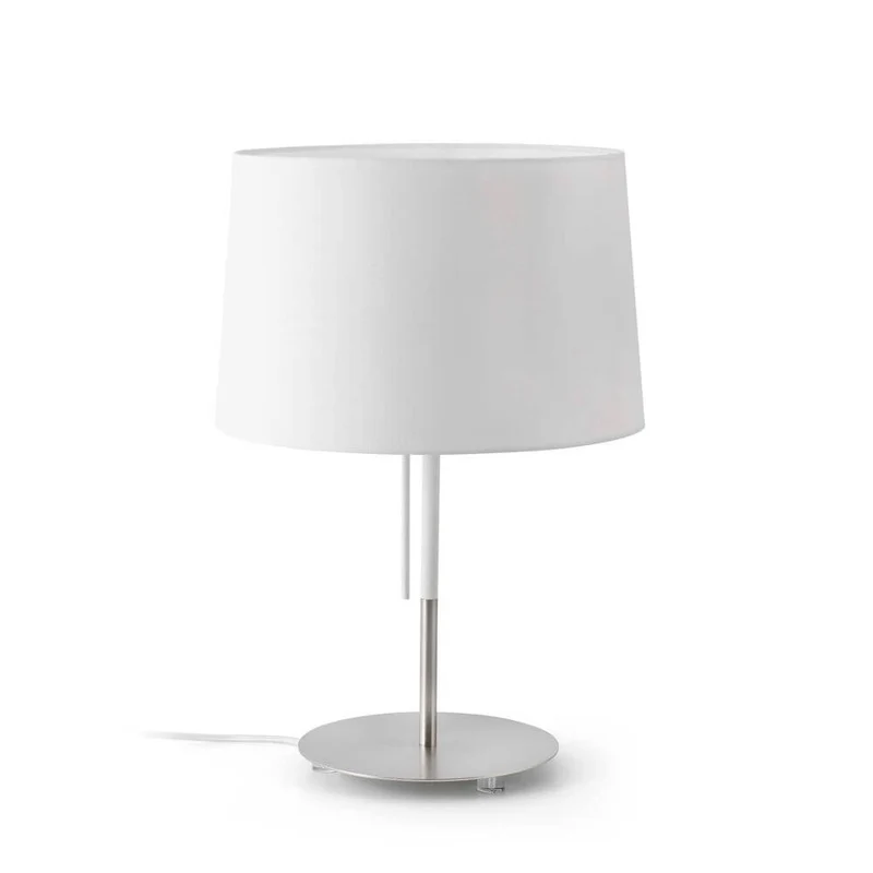 Tischleuchte VOLTA Nickel-Matt, Weiß