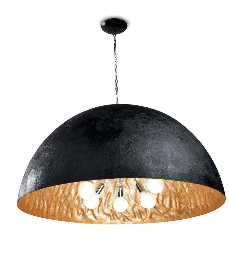 Pendelleuchte MAGMA-G Ø 120cm 5-flg. Schwarz, Goldfarben