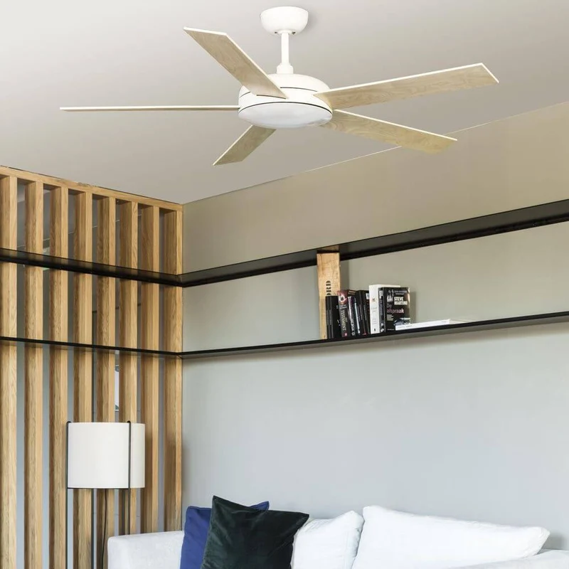 LED Deckenventilator Nova 12W 1000lm Weiß, Weiß-Ahorn