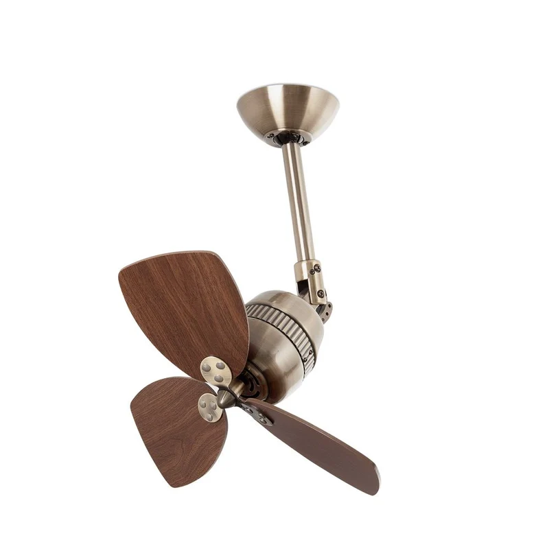 Deckenventilator VEDRA Ø 50cm 3 Flügel Messing-Antik, Walnuss