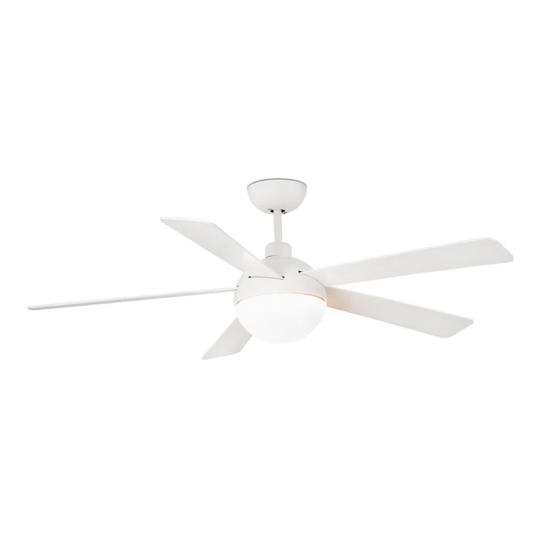 LED Deckenventilator IZARO Ø 132cm 5 Flügel Weiß-Glänzend, Weiß