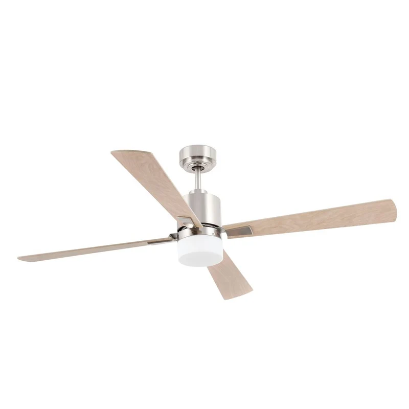 Deckenventilator PALK Ø 132cm 4 Flügel 2-flammig Nickel-Matt, Ahorn