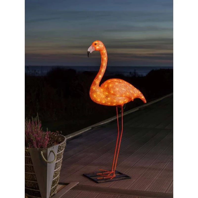 LED Acryl Flamingo groß 96 bernsteinfarbene Dioden IP44