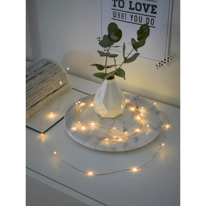 2,4m Micro LED Lichterkette Bernstein-Kupfer Batteriebetrieb