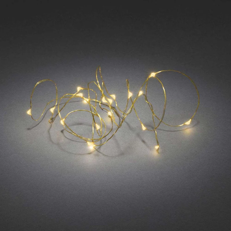 2,4m Micro LED Lichterkette Bernstein-Messing Batteriebetrieb