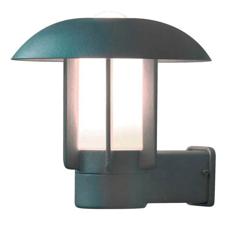 Heimdal Außen-Wandleuchte Silber, Opalglas