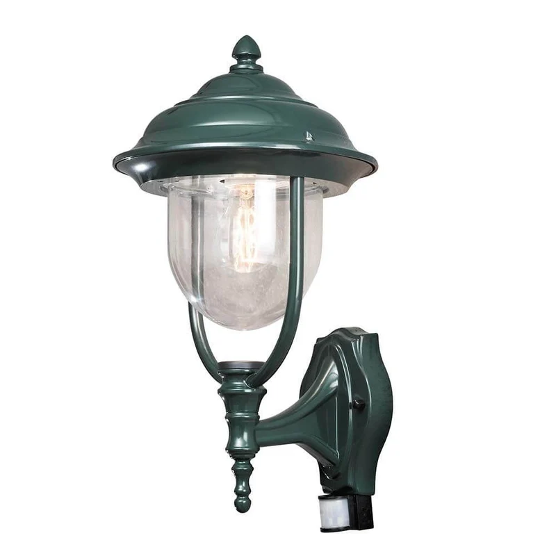 Parma Außen-Wandleuchte mit Bewegungsmelder Grün, klares Acrylglas