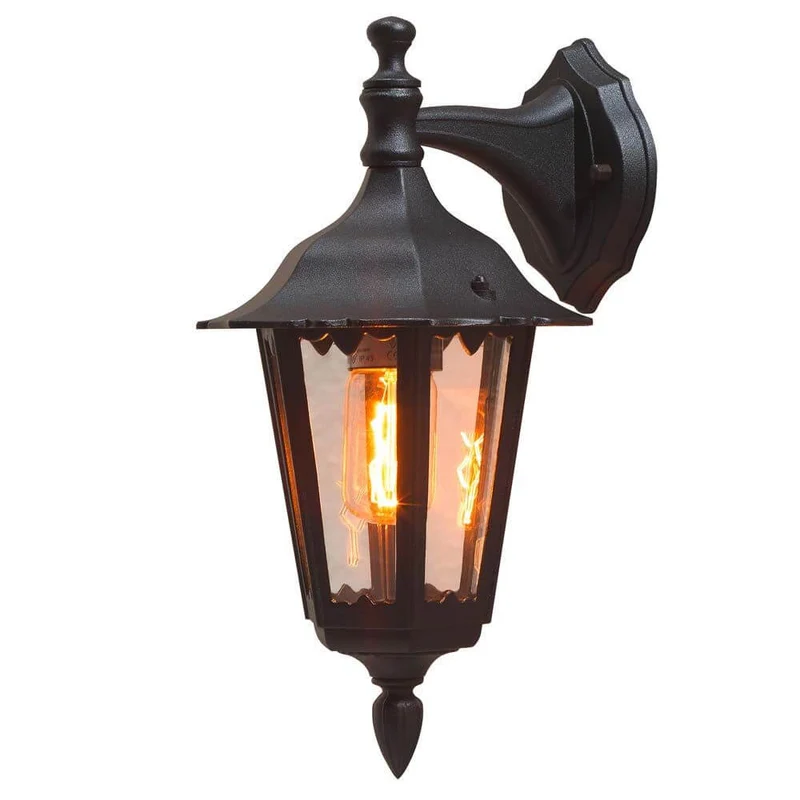 Firenze Außen-Wandleuchte Schwarz, klares Glas