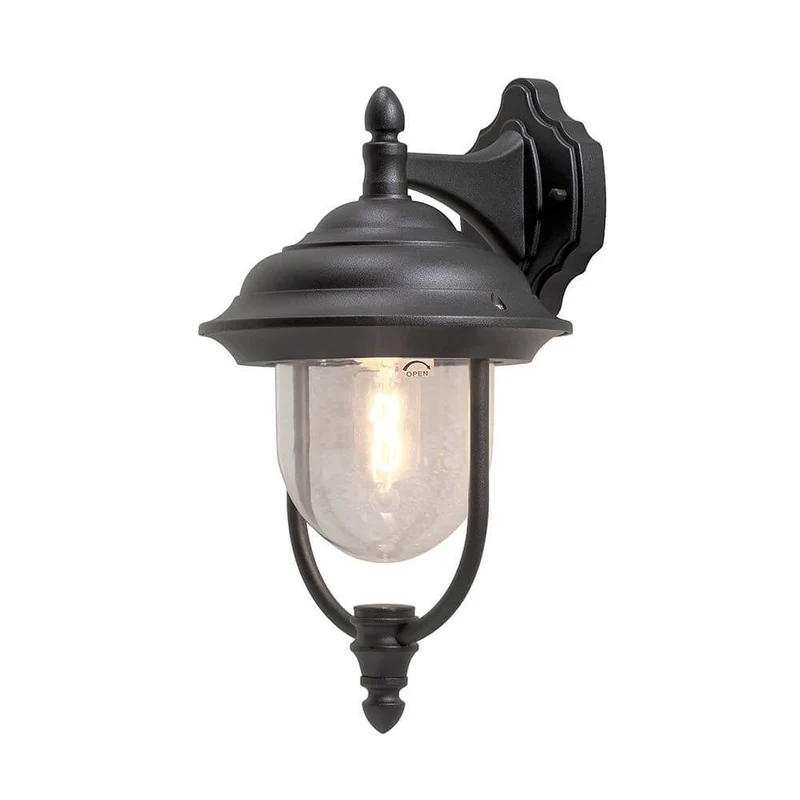 Parma Außen-Wandleuchte Schwarz, klares Acrylglas