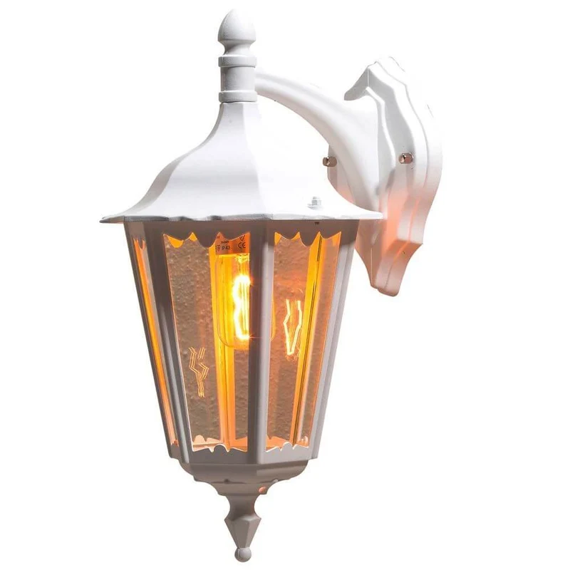 Firenze Außen-Wandlampe Weiß mit klaren Glas