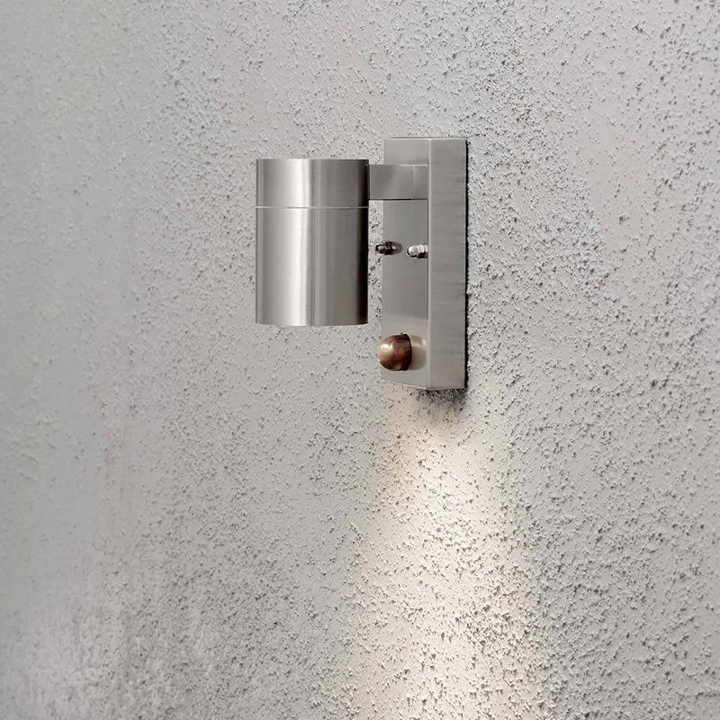 Modena Sensor Außen-Wandleuchte Edelstahl, klares Glas, Reflektor