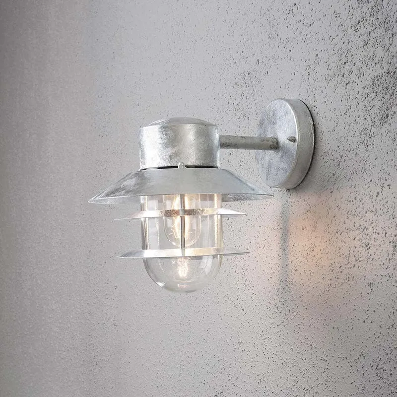 Modena Außen-Wandleuchte galvanisierter Stahl, klares Glas