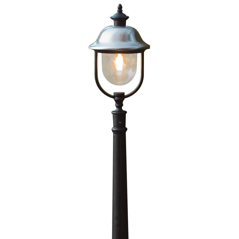 Parma Wegeleuchte mit Edelstahldach Schwarz, klares Acrylglas