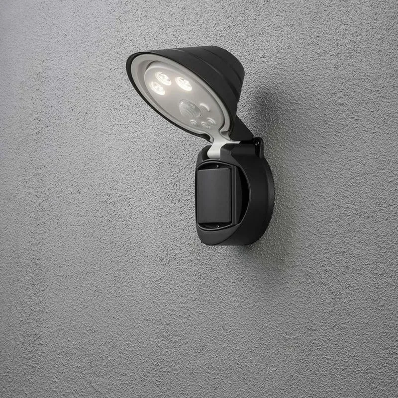 Prato Batterie LED Wandstrahler mit Sensor schwenkbar Schwarz