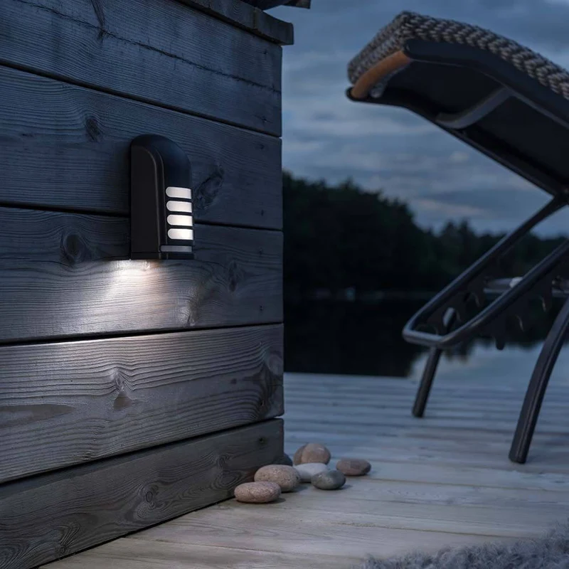 Prato Batterie LED Sensor Außen-Wandaufbauleuchte Schwarz