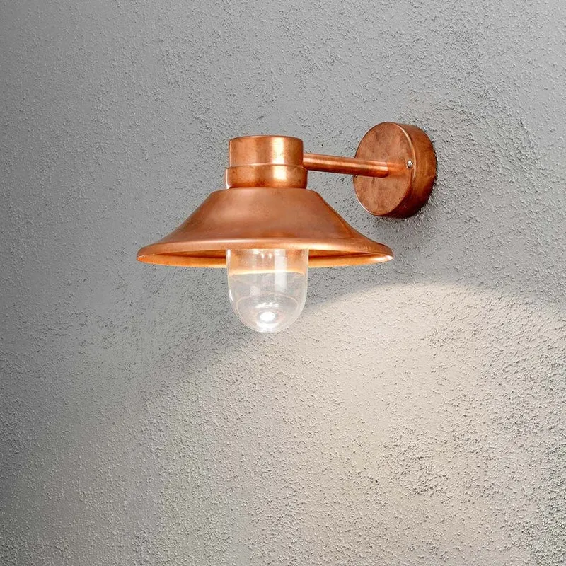 Vega LED Außen-Wandleuchte 700lm , 3000K massiver Kupfer, klares Glas