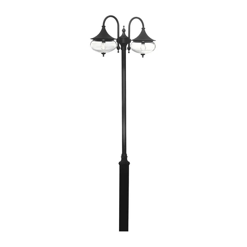 Libra Leuchtenkopf 2-tlg. für Mastleuchte Schwarz, klares Glas