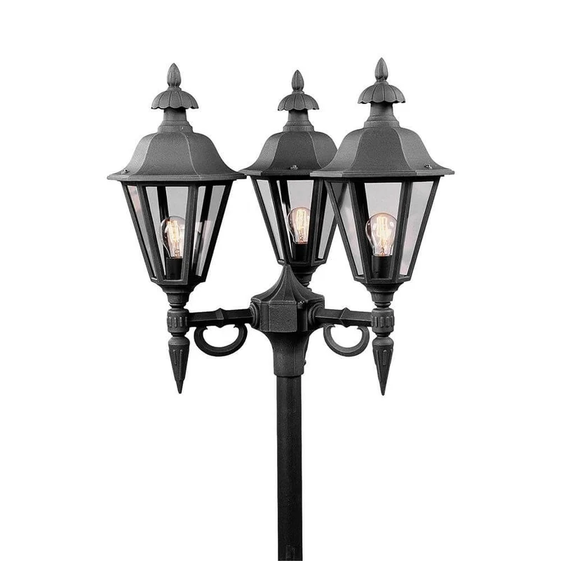 Pallas Leuchtenkopf 3-tlg. für Mastleuchte Schwarz, Rauchfarben