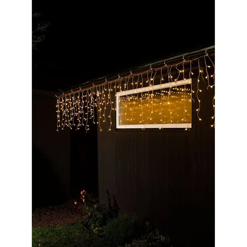 LED Eisregen Lichtervorhang 200 Globes Dioden Bernsteinfarben IP44