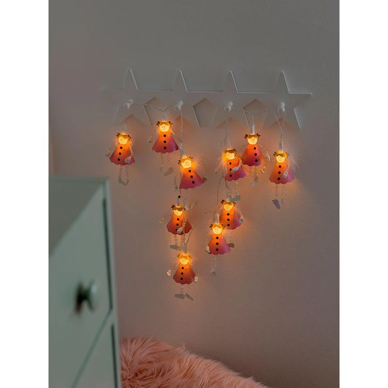 LED Dekolichterkette Pinke Engel 10 Warmweiße Dioden