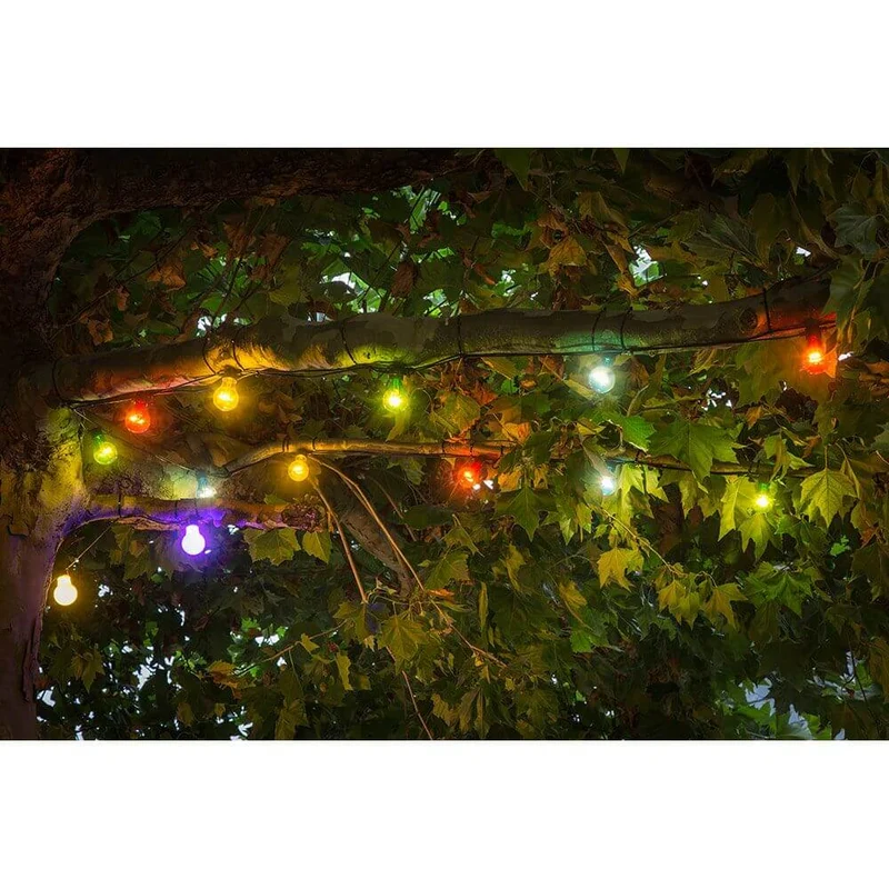 LED Biergartenketten Erweiterung 10er bunt 80 Warmweiße Dioden