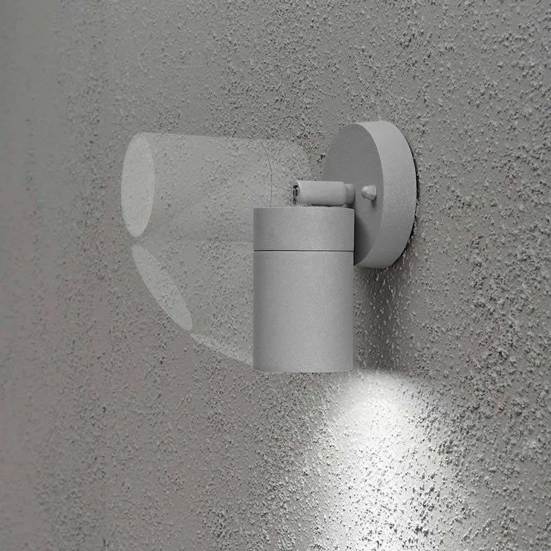 Modena Energiespar Wandspot schwenkbar Grau, klares Glas