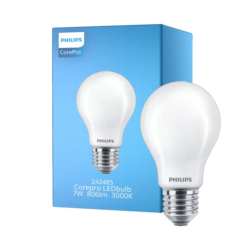 Philips Corepro LED Bulb E27 A60 Frosted - 806lm 3000K - Not Dimmable