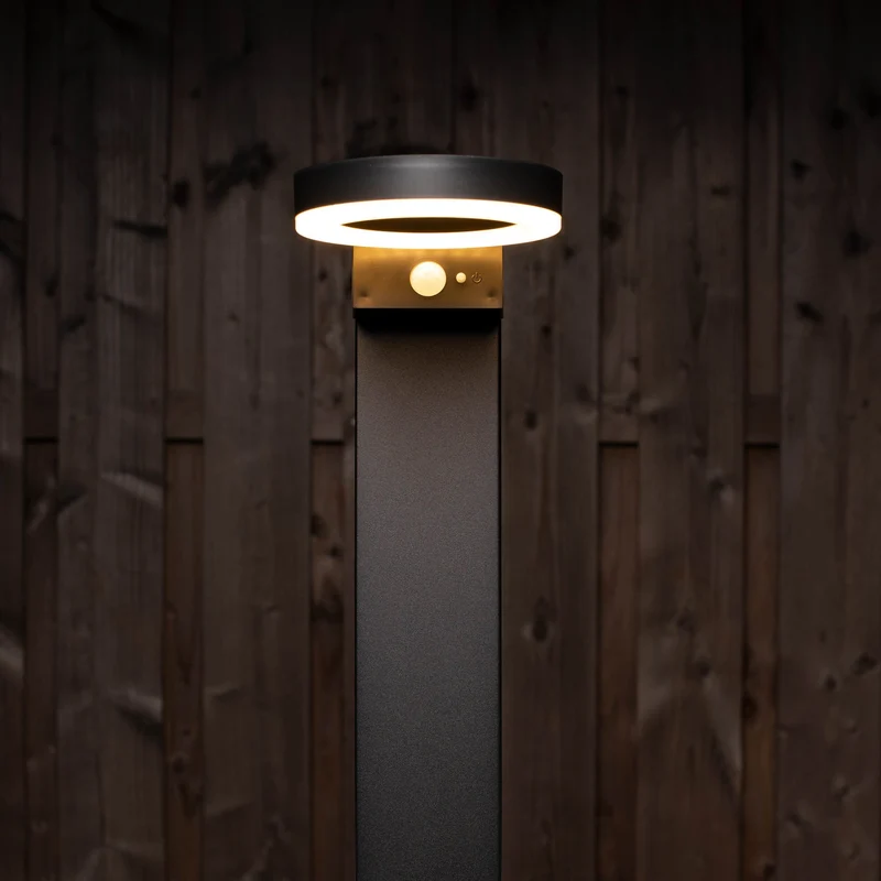 LED's Light RVS Solar LED Tuin Lantaarnpaal met Bewegingssensor - Draadloos - 3 standen - Zwart