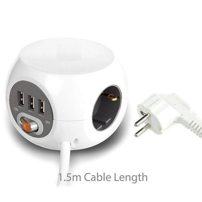 Opbouwunit Dobbelsteen / 230V+USB inclusief aansluitkabel en kleefpad