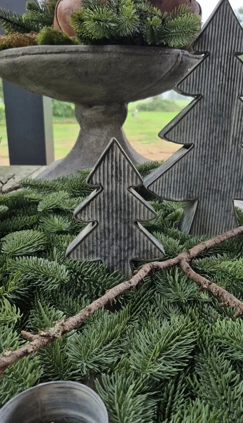 Zinken kerstboom zinkgrijs - 20 cm