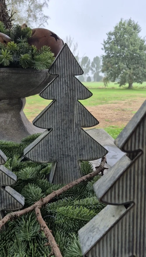Zinken kerstboom zinkgrijs - 41 cm