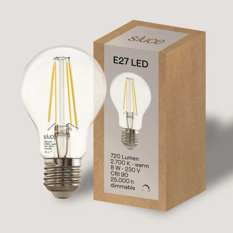 s.luce E27 LED Warmweiß 2700K 720lm 8W Dimmbar CRI 90